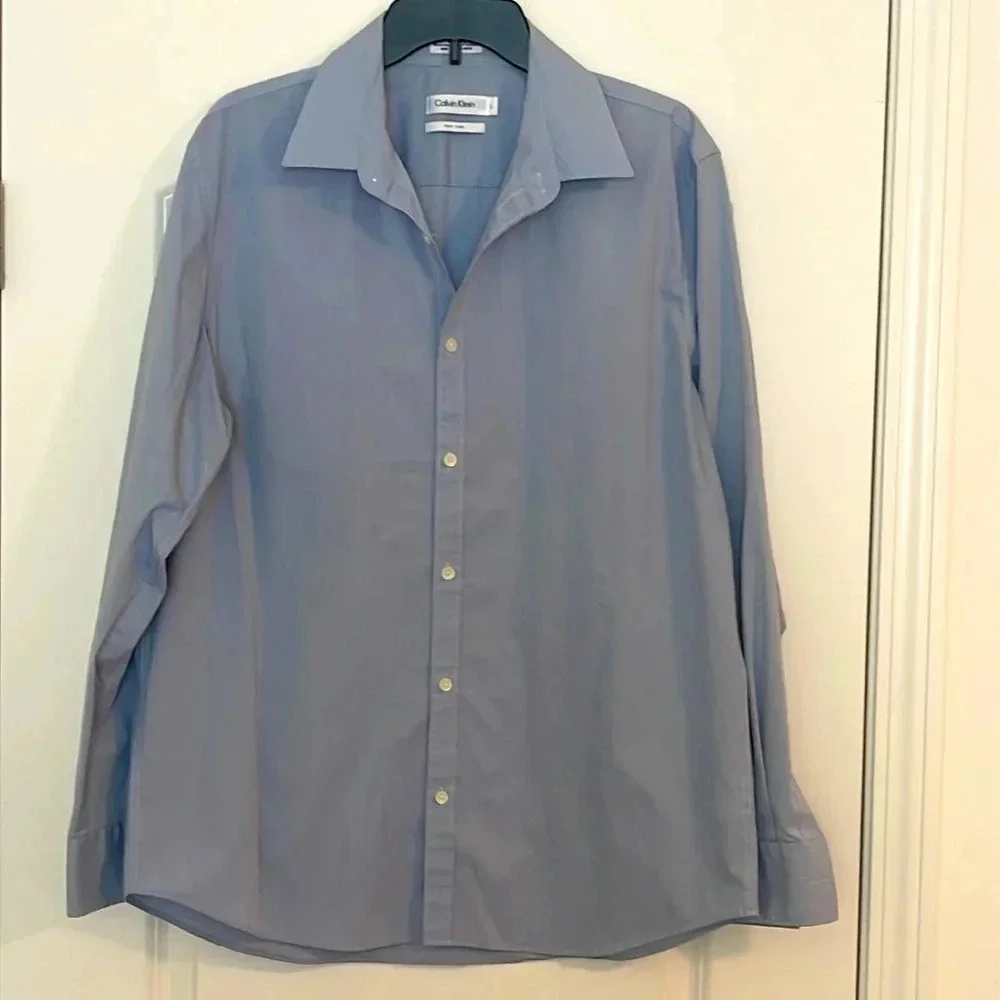 Men's Calvin Klein Non-Iron Striped Long Sleeve Button-Front Shirt Size Large
